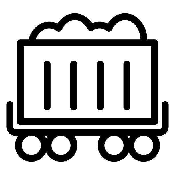 Minecart图标。煤矿手推车、货车标志。我的战车的象征。图片下载