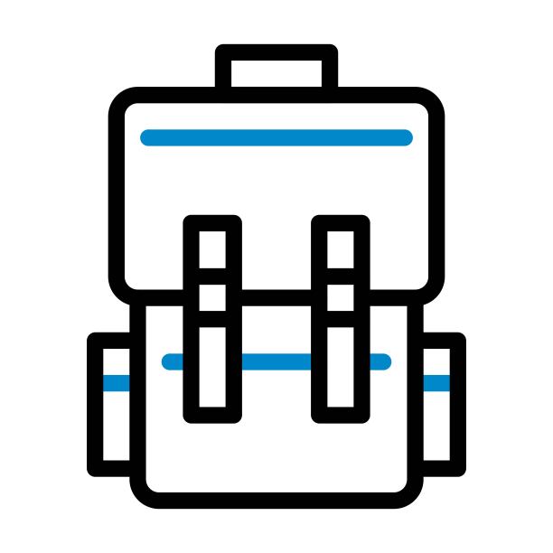 背包图标。书包的迹象。露营，徒步旅行包插图。图片下载