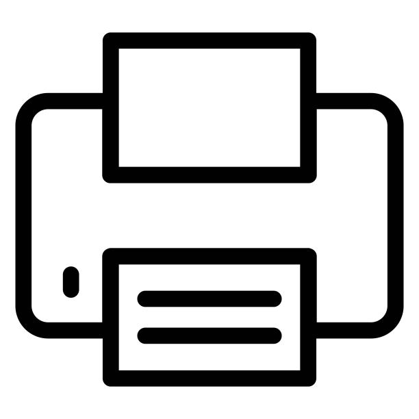 线条风格打印机图标。传真、喷墨打印机图示。图片下载