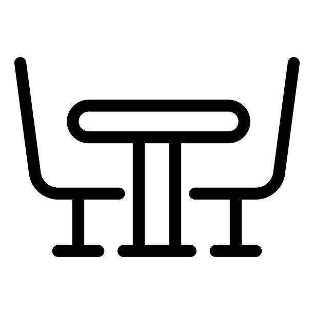 餐桌上的图标。厨房内部，食物烹饪和餐厅，家具剪影图片下载