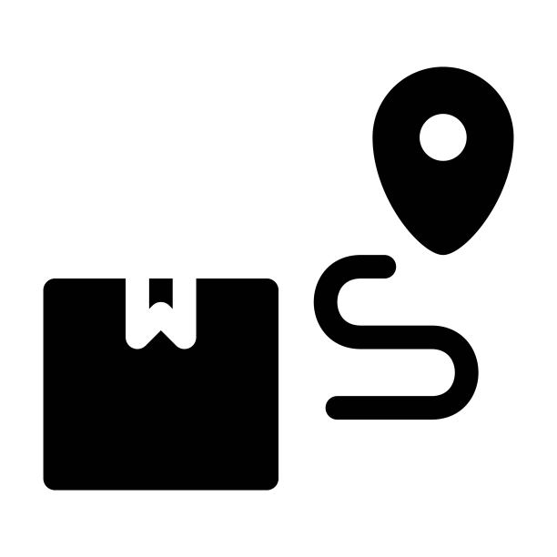 交付路线图标在实线风格。定位销，导航标记符号。图片下载