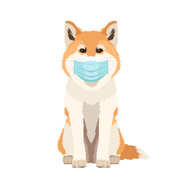 秋田犬戴着防护面罩的矢量肖像图片下载
