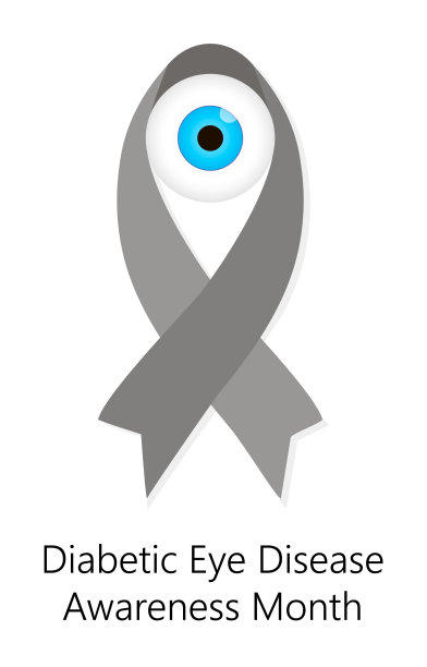 糖尿病眼病宣传月概念矢量医学博客，网站。活动在11月举行。大大的灰色丝带和眼睛图片下载