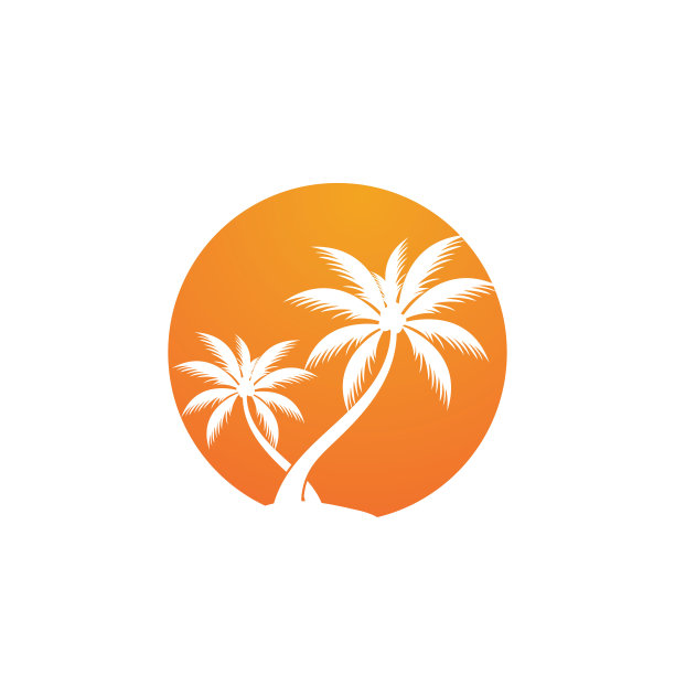 棕榈树夏季标志模板矢量插图图片下载