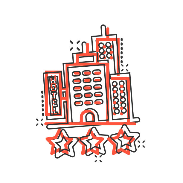 酒店三星级标志图标在漫画风格的客栈图片下载