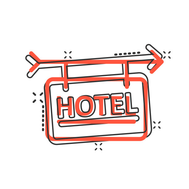 酒店标志图标在漫画风格的客栈卡通上图片下载