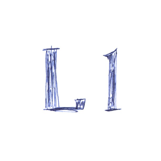 用蓝色圆珠笔手绘的字母。一个独特的字体。图片下载