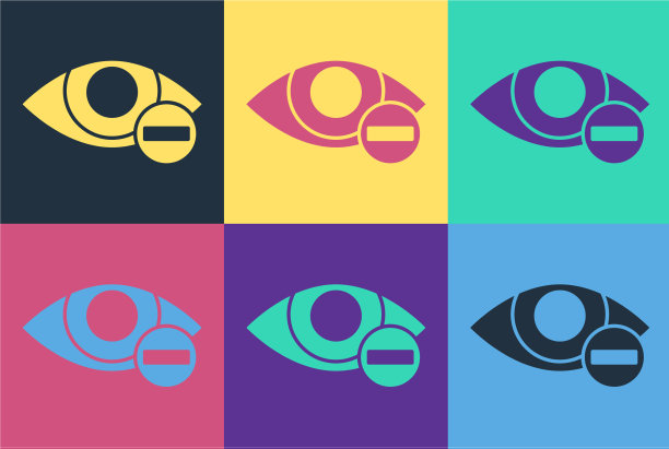 波普艺术红色眼睛效果图标孤立的颜色图片下载