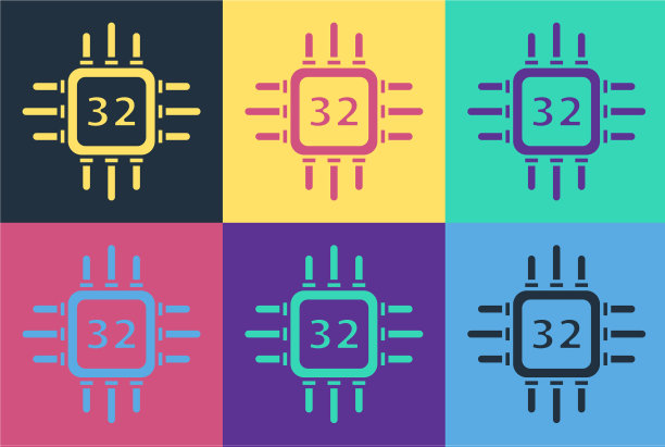 带有微电路的波普艺术计算机处理器图片下载