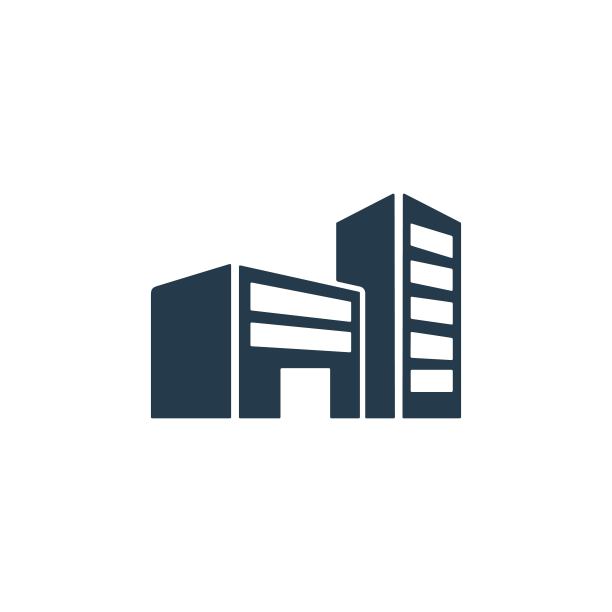 白色背景上的办公大楼标志图标。商业广场的象征。图片下载