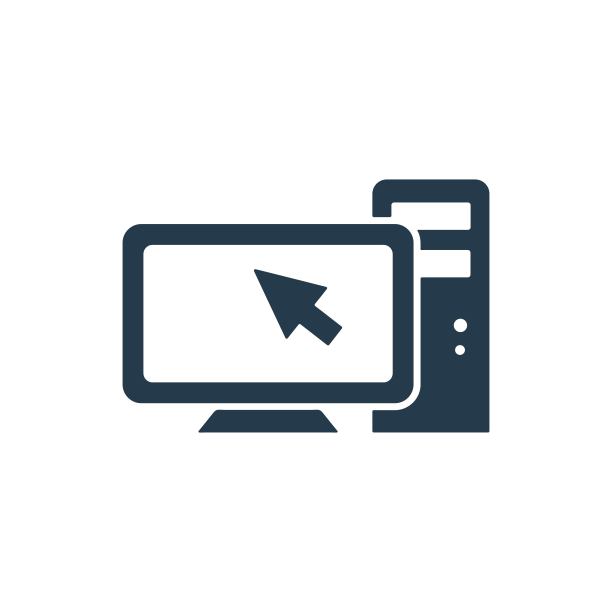 桌面电脑图标上的白色背景。办公室电脑的信号。图片下载