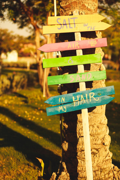 “空气中弥漫着盐，头发上沾满了沙”标牌图片下载