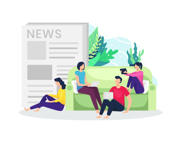 人们通过电子设备阅读新闻图片下载
