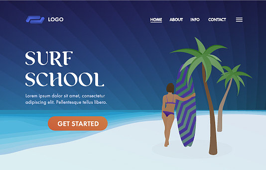 冲浪学校UI用户体验网页模板登陆页面图片下载
