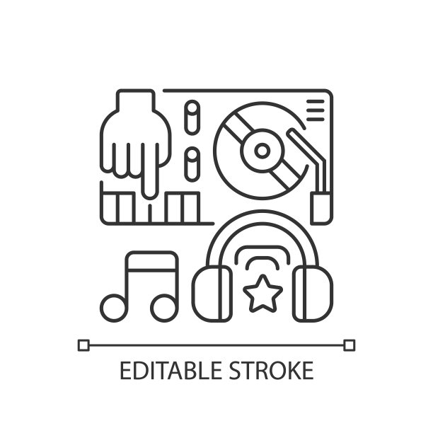 电子音乐像素完美线性图标图片下载