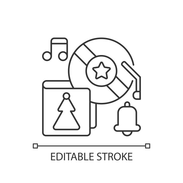 假日音乐像素完美线性图标图片下载