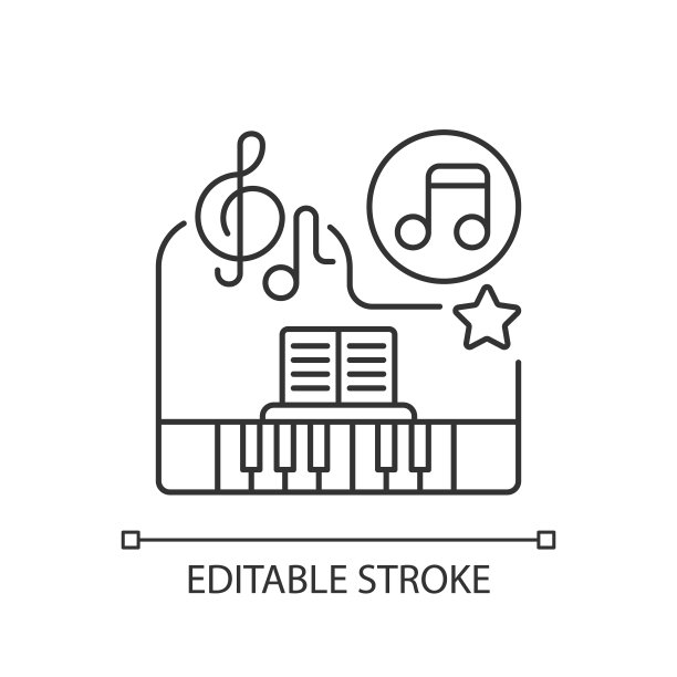 经典音乐像素完美线性图标图片下载