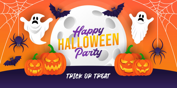 万圣节背景矢量插图设计模板。装饰万圣节矢量背景在时尚的卡通风格。万圣节快乐横幅，海报，贺卡或派对邀请背景图片下载