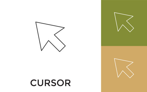 可编辑光标箭头细线图标与标题。适用于手机应用程序，网站，软件和印刷媒体。图片下载