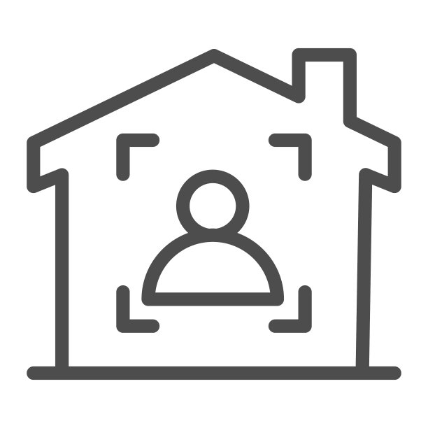 人在框架内的房子线图标智能家居图片下载
