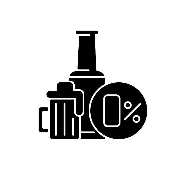 不含酒精的啤酒黑色字形图标图片下载