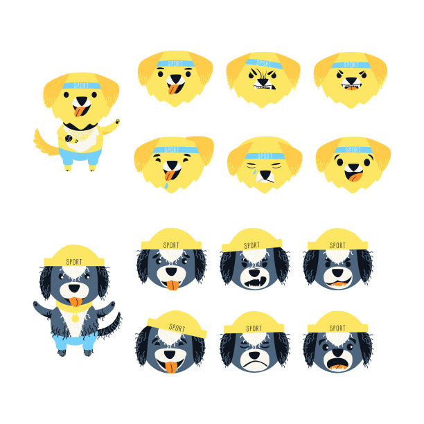 可爱的拉布拉多寻回犬和葡萄牙水犬的情感集图片下载