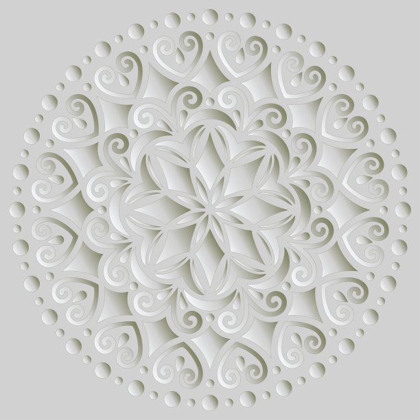 曼陀罗图案白色3D渐变好心情图片下载