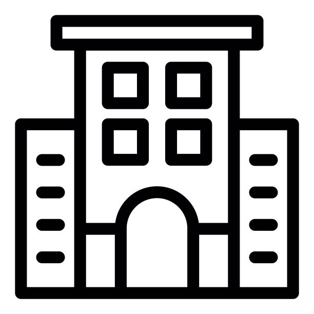 建筑图标。业务办公室的图标。豪华公寓、住宅物业标志。酒店的象征。图片下载