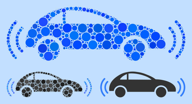 圆点自动驾驶汽车图标马赛克图片下载
