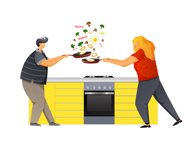 恩爱夫妻在厨房里玩得很开心图片下载