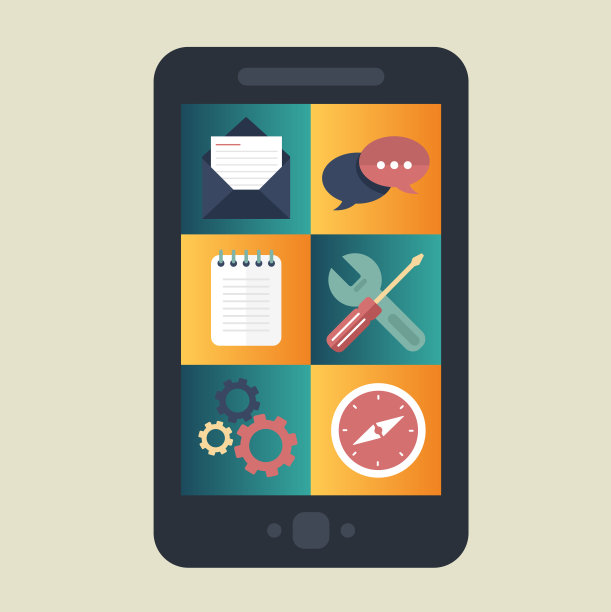 移动应用程序和移动应用程序开发概念。项目开发和商业理念。平面向量插图。图片下载