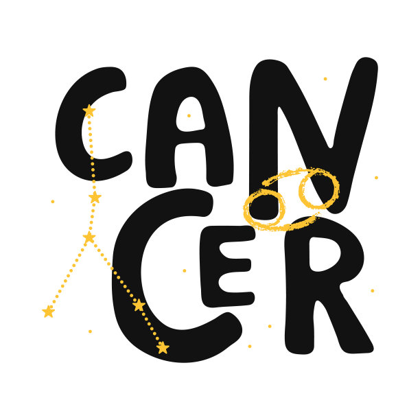 巨蟹座矢量黄道星座。手刻字的星座图片下载