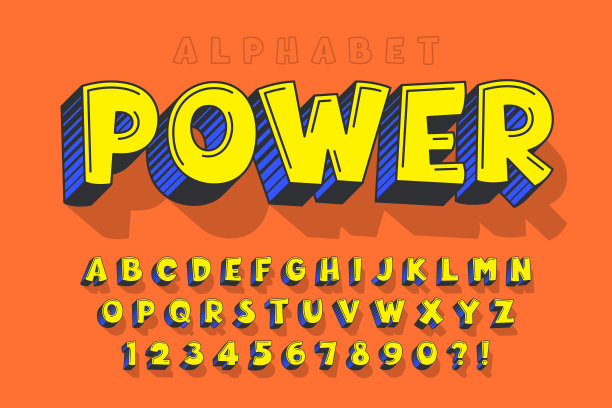 时尚的3d滑稽设计，彩色字母，字体。图片下载