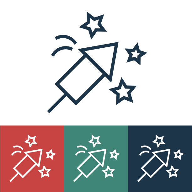 线性矢量图标与烟花图片下载