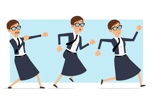 卡通商业教练女子人物集图片下载