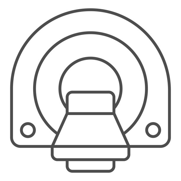 计算机断层扫描细线图标，医学测试概念，白色背景的MRI诊断标志，移动轮廓风格的磁共振断层扫描机器图标。矢量图形。图片下载