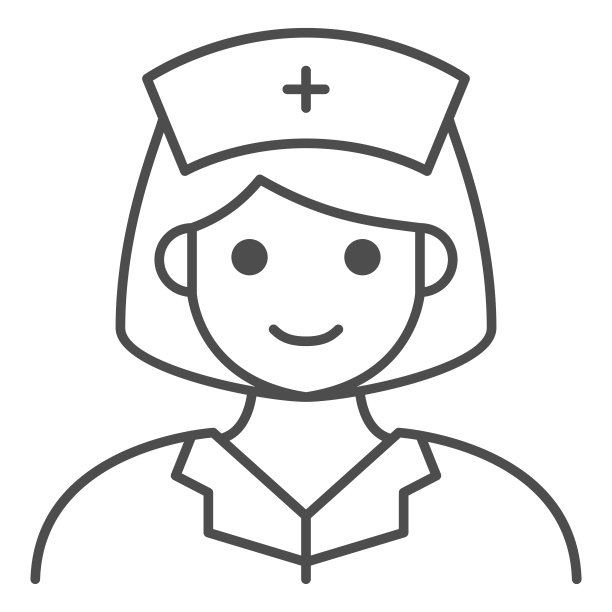 护士细线图标，医疗测试概念，女性医生在白色背景上签字，女性医生在移动概念和网页设计的轮廓风格图标。矢量图形。图片下载