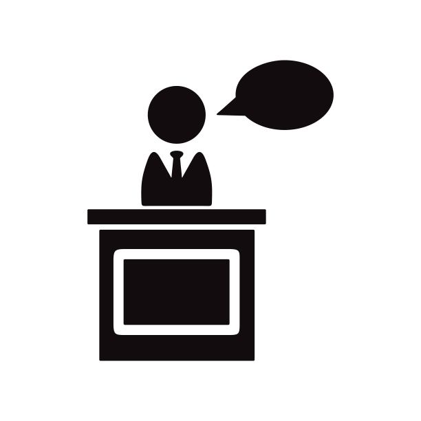 公共演讲者图标插图。论坛演讲的迹象。图片下载