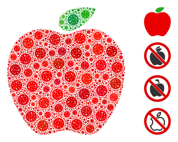 苹果拼贴冠状病毒图标图片下载