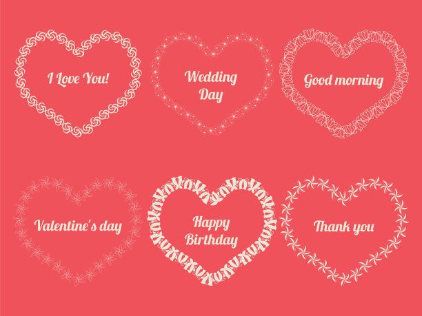 白色的心形花架。孤立的手绘模式在粉红色的背景。股票插图。图片下载