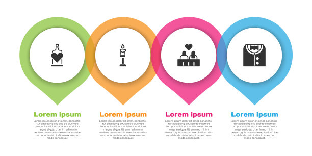 瓶子里装着爱情药水，燃烧的蜡烛，情侣和西装。业务信息模板。向量图片下载