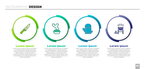 摆上剁肉刀，自制派，烤箱手套和烧烤架。业务信息模板。向量图片下载