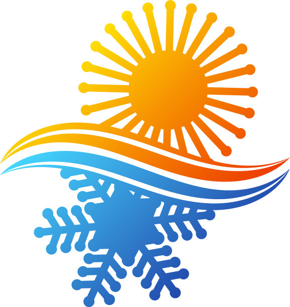 太阳和雪花空调符号设计图片下载