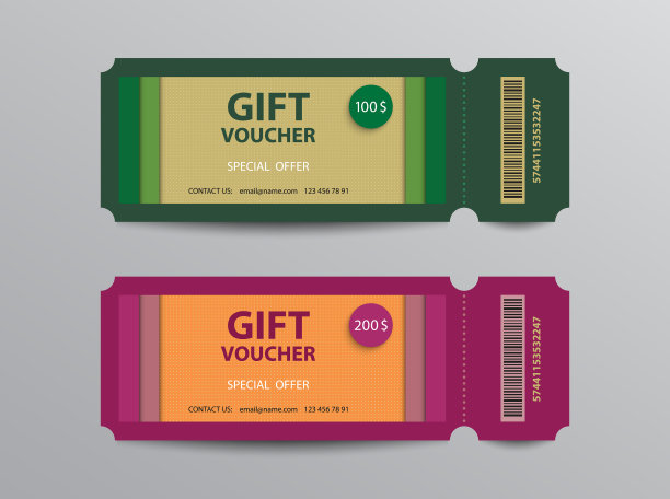 礼品券票根模板图片下载
