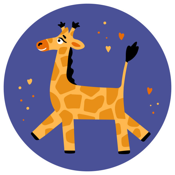 滑稽的长颈鹿手画平图片下载