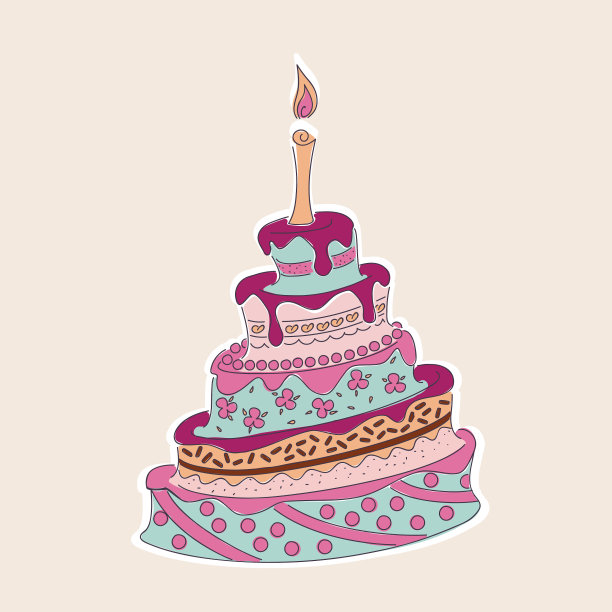 用鲜花和彩色的生日蛋糕图片下载