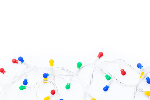 圣诞灯装饰框架边界上的白色背景。节日的布局图片下载