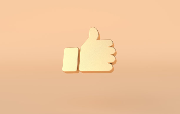 比如图标3d渲染。社交媒体的通知。社交网络的象征。手，大指向上背景。我喜欢它!图片下载