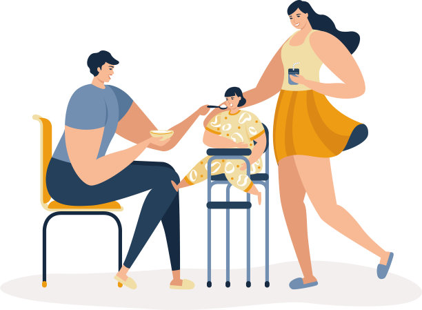 父亲喂养女儿，母亲看着图片下载