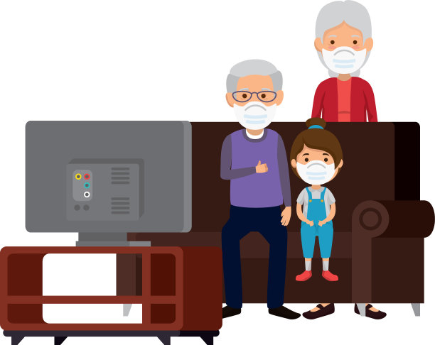 爷爷奶奶和孙女戴着口罩图片下载